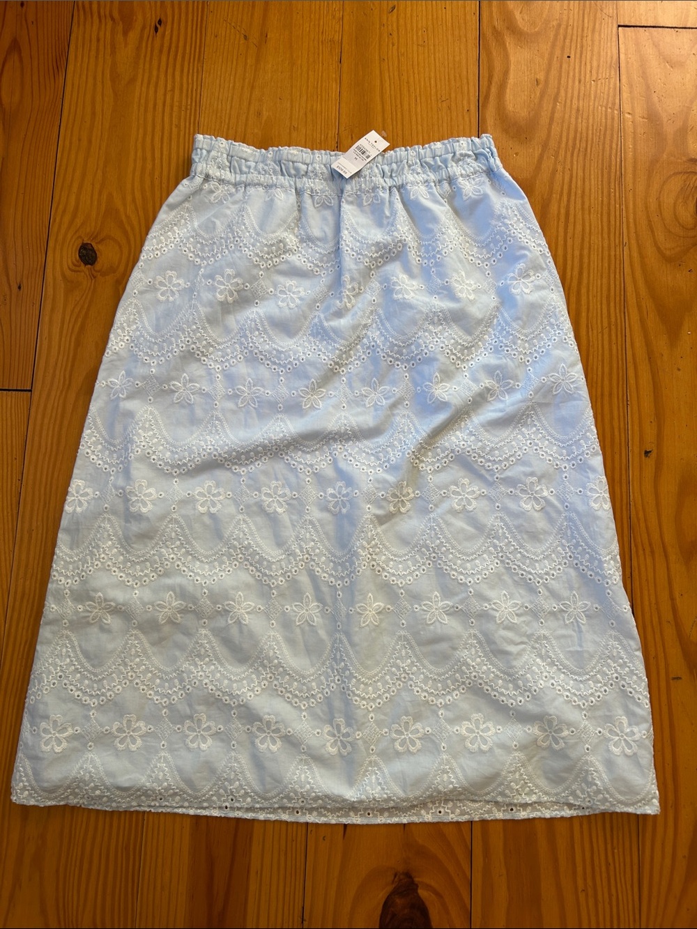 Ann Taylor Factory Light Blue Eyelet Midi Skirt